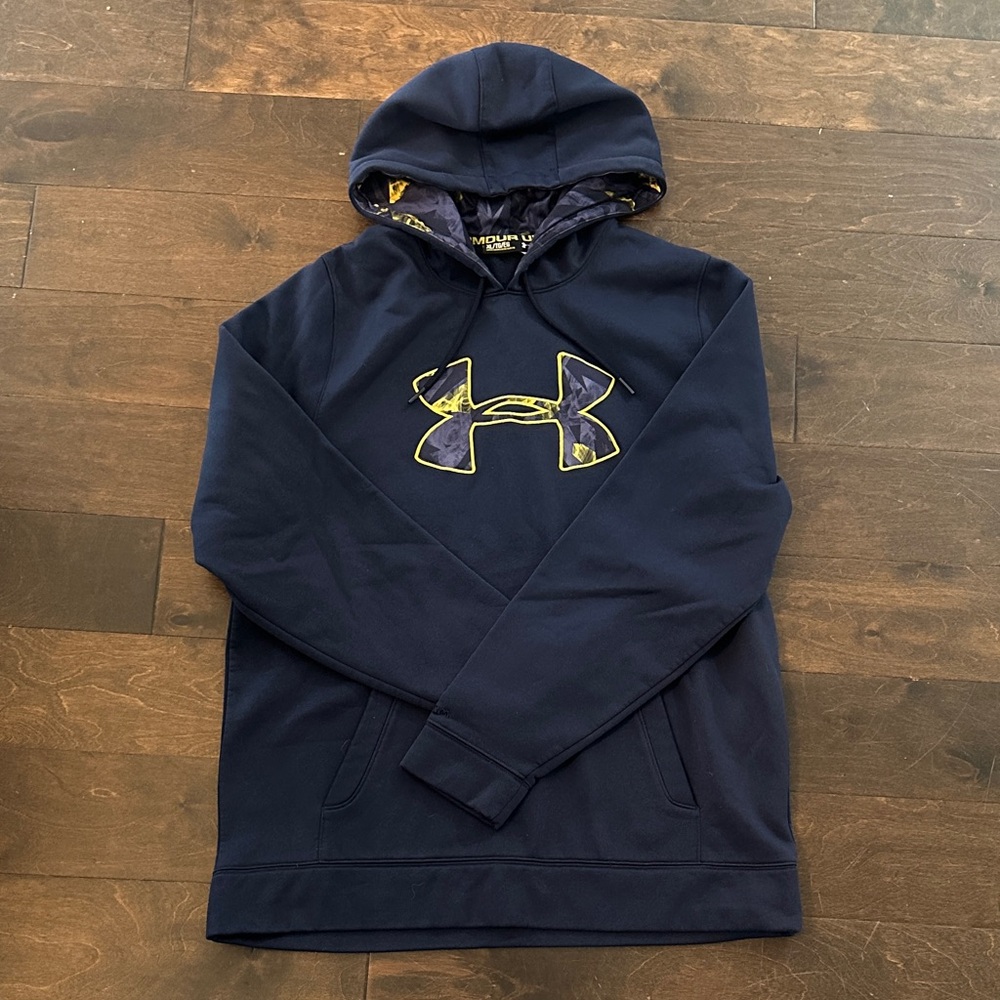 Under Armour Dark Blue Hoodie with Light Yellow Logo